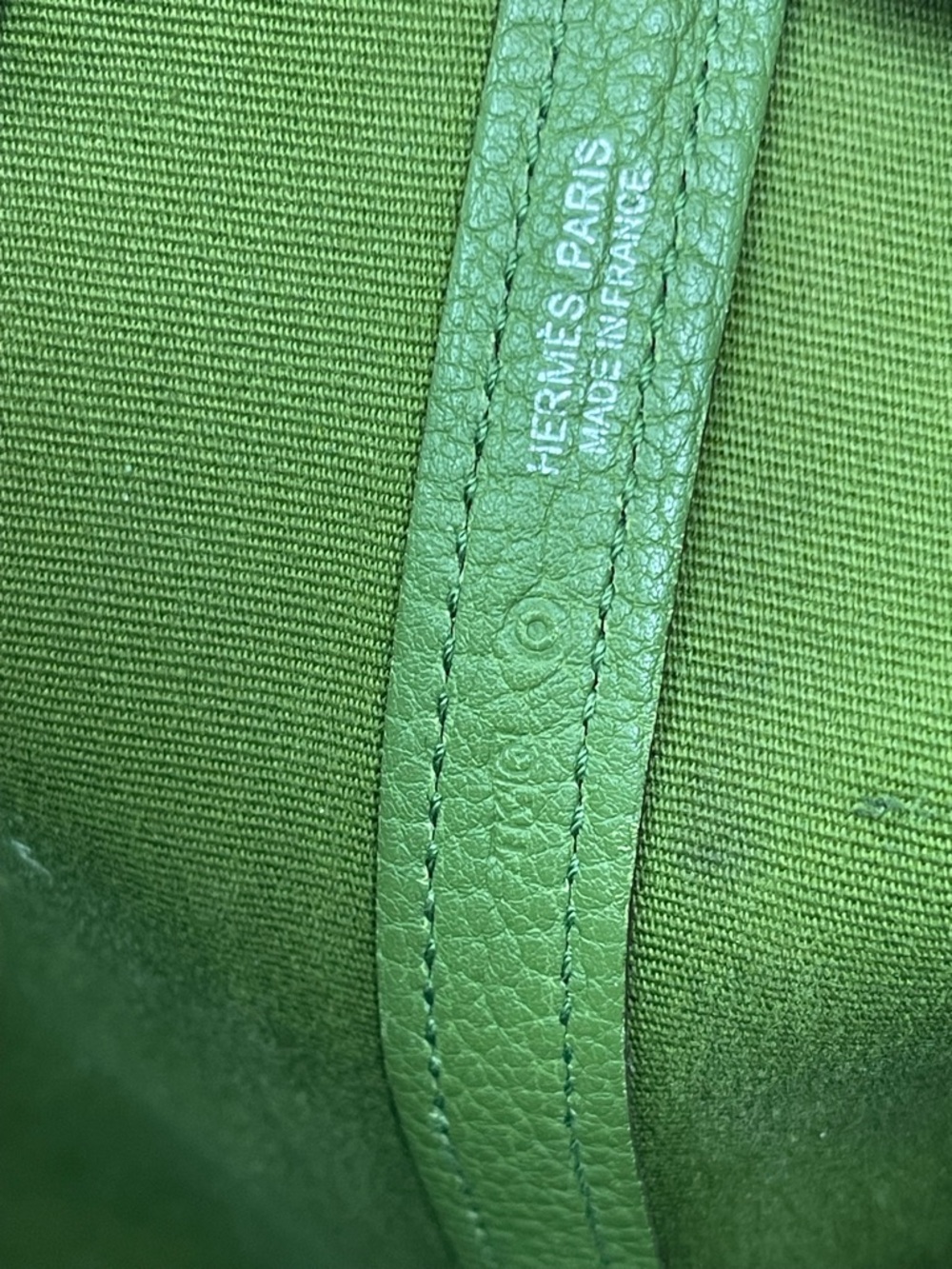 Auth Hermes Rare Olive Green Canvas Tote Bag with Leather Trim - Picture 4 of 12